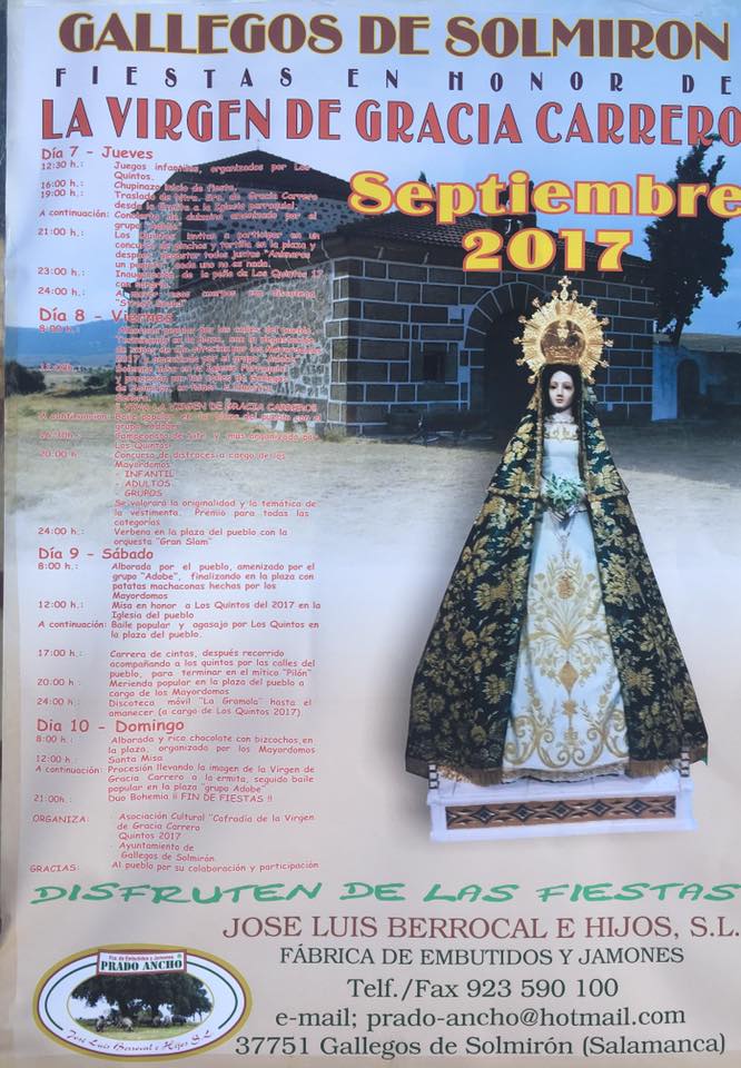 Fiestas en honor a Nuestra Señora de Gracia Carrero 2017 Gallegos de Solmirón